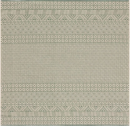 SAFAVIEH Washable Rug Outdoor Courtyard Collection - 6'7" Square, Dark Green & Beige, Non-Shedding & Easy Cleaning, Ideal for Patio, Backyard, Mudroom (CY6235-32212)