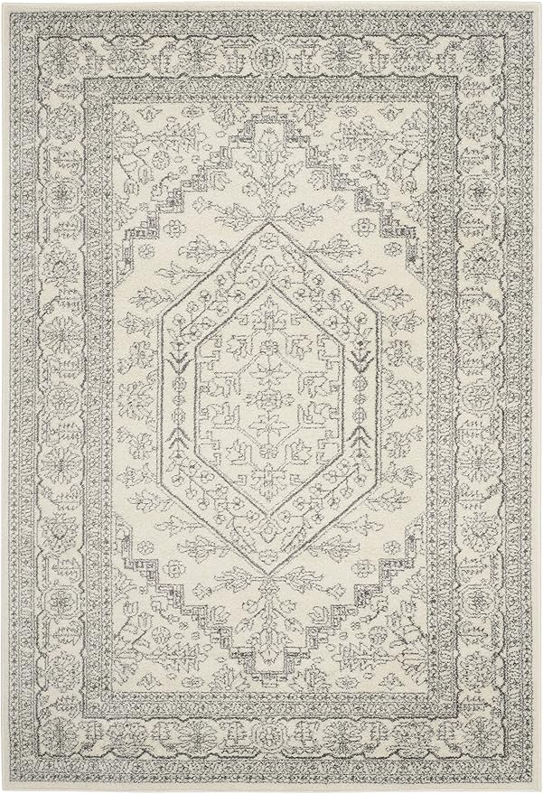 Safavieh Adirondack Collection Accent Rug - 3' x 5', Ivory & Silver, Oriental Medallion Design, Non-Shedding & Easy Care, Ideal for High Traffic Areas in Entryway, Living Room, Bedroom (ADR108B)