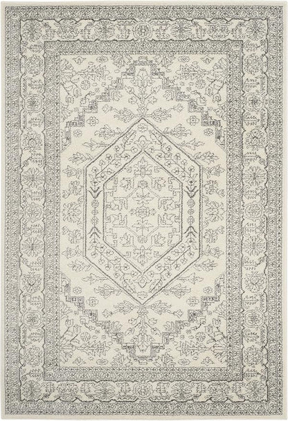 Safavieh Adirondack Collection Accent Rug - 3' x 5', Ivory & Silver, Oriental Medallion Design, Non-Shedding & Easy Care, Ideal for High Traffic Areas in Entryway, Living Room, Bedroom (ADR108B)