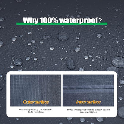 F&J Outdoors Patio Table Covers Waterproof Rectangular 86 x 44 x 27.5 inches, UV Resistant Snow Protection for Outdoor Dining Tables, Grey