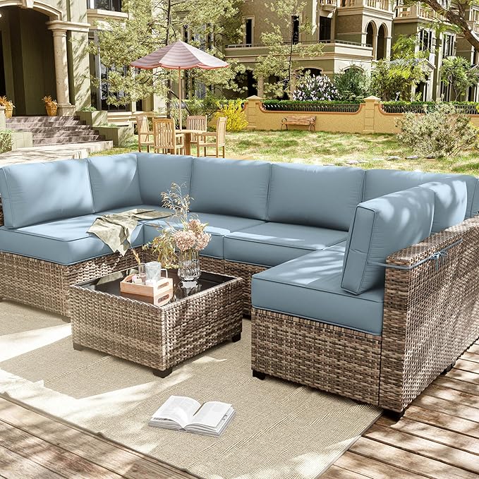 14 Pcs Outdoor Cushion Slipcovers Outdoor Patio Cushion Covers Replacement Waterproof with Zipper for Outdoor Furniture, Patio Sofa Couch 3 Sizes, Covers Only