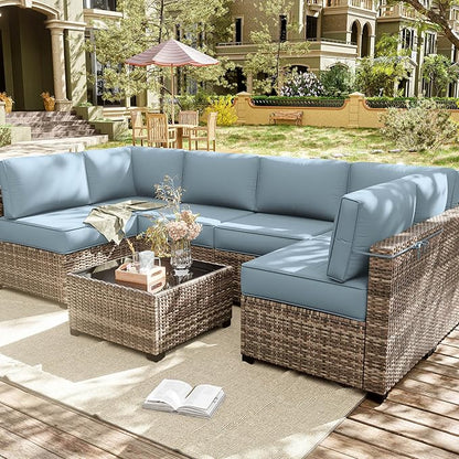 14 Pcs Outdoor Cushion Slipcovers Outdoor Patio Cushion Covers Replacement Waterproof with Zipper for Outdoor Furniture, Patio Sofa Couch 3 Sizes, Covers Only