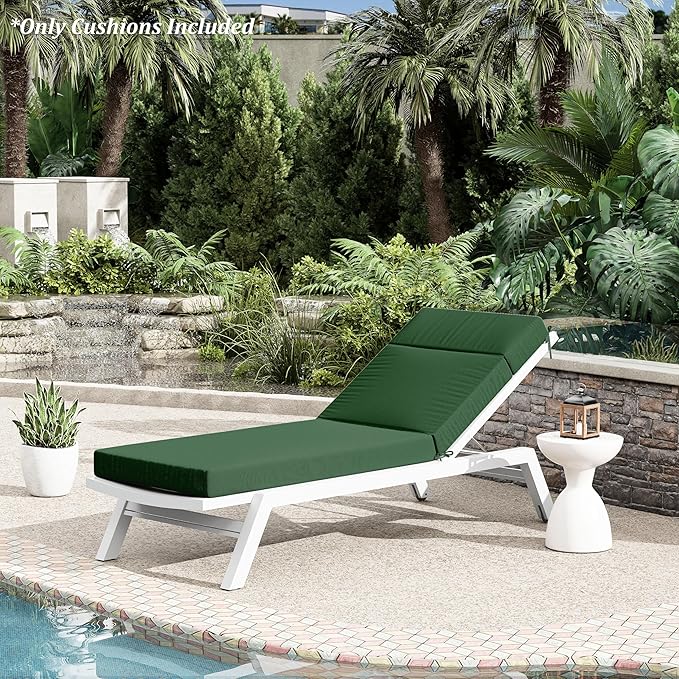 Chaise Lounge Cushion for Outdoor Furniture, Waterproof Fade and Tear Resistant Lounge Deck Chair Cushions for Patio Lawn Pool Resort Hotel
