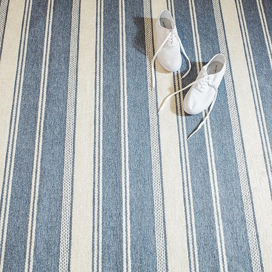 Dash & Albert Bowman Stripe Blue Machine Washable Rug, 2 X 3 Feet, Blue Stripe Pattern
