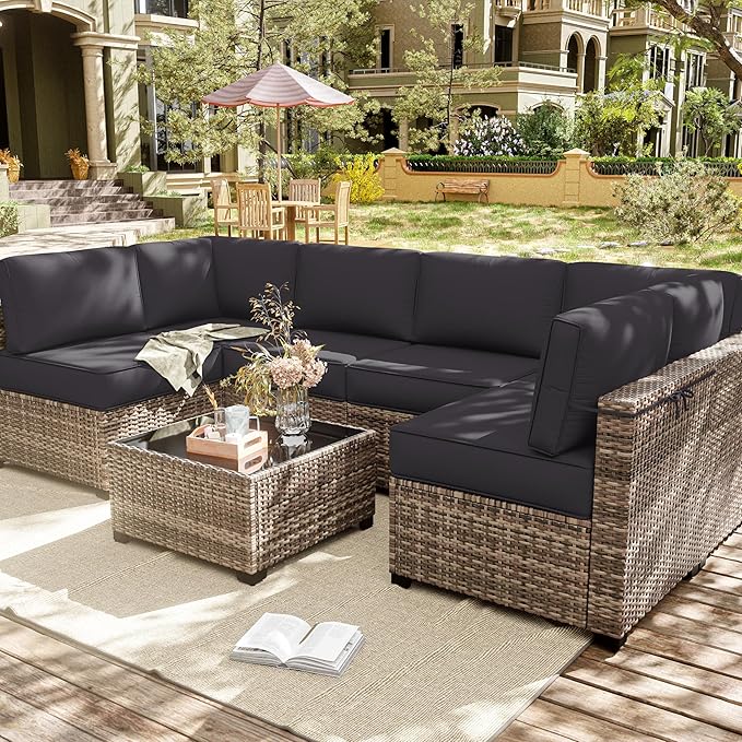 14 Pcs Outdoor Cushion Slipcovers Outdoor Patio Cushion Covers Replacement Waterproof with Zipper for Outdoor Furniture, Patio Sofa Couch 3 Sizes, Covers Only