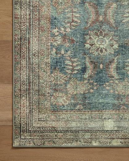 Loloi Magnolia Home by Joanna Gaines Banks Collection BAN-01 Ocean/Spice 8'-6" x 11'-6", .13" Pile Height, Machine Washable, Area Rug