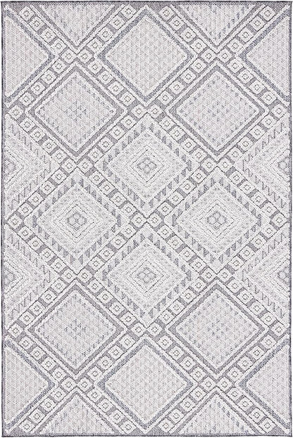 SAFAVIEH Courtyard Collection 2'3' x 20' Grey/Bone CY6062 Stripe Indoor/ Outdoor Patio Backyard Mudroom Runner Rug