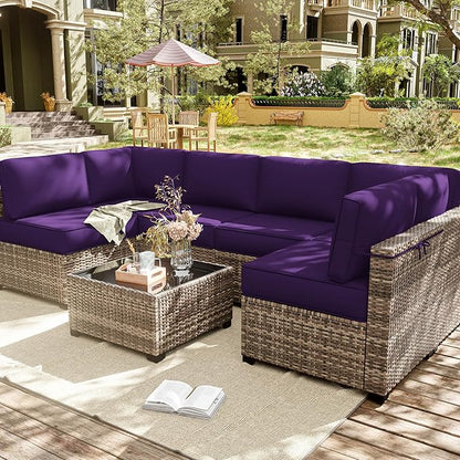 14 Pcs Outdoor Cushion Slipcovers Patio Cushion Covers Replacement Waterproof with Zipper for Outdoor Furniture, Patio Sofa Couch 3 Sizes, Covers Only