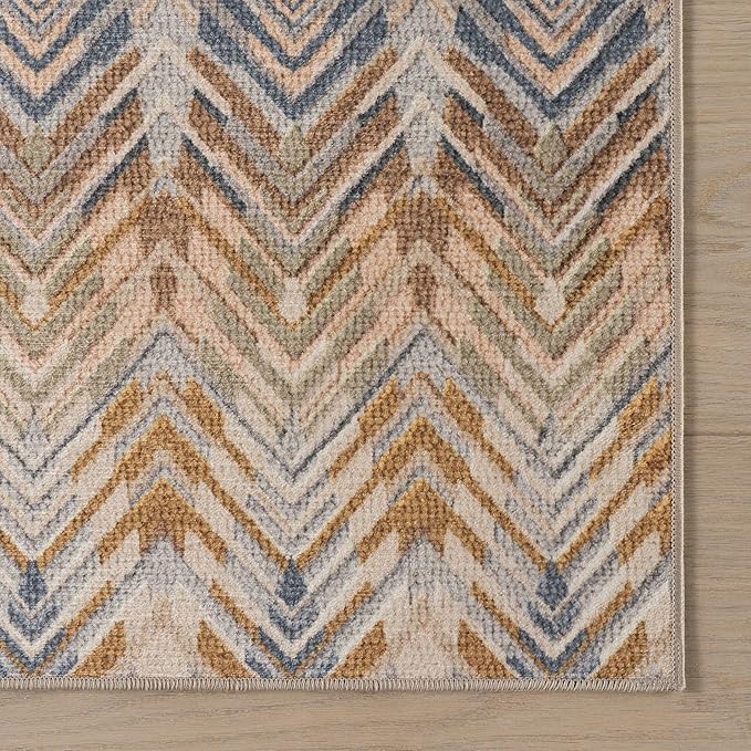 Dash & Albert Seneca Natural Machine Washable Rug, 9.5 X 13.5 Feet, Tan Geometric Pattern