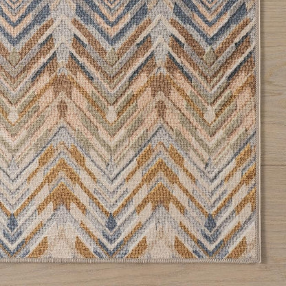 Dash & Albert Seneca Natural Machine Washable Rug, 9.5 X 13.5 Feet, Tan Geometric Pattern