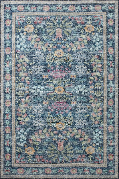 Loloi Rifle Paper Co. Maison Collection MAO-06 Blue/Multi 2'-6" x 9'-6", .19" Pile Height, Runner Rug