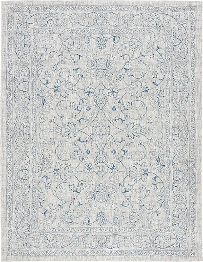SAFAVIEH Courtyard Collection 8' x 10' Grey/Navy CY8680 Indoor/ Outside Waterproof Easy cleansingPatio Backyard Mudroom Area Mat