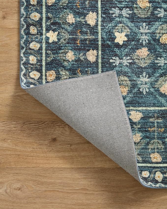 Loloi Rifle Paper Co. Eden Collection EDE-03 Lattice Indigo 2'-6" x 9'-6" Runner Rug feat. CloudPile™
