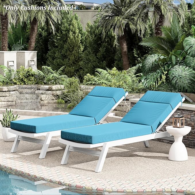 Chaise Lounge Cushion for Outdoor Furniture, Waterproof Fade and Tear Resistant Lounge Deck Chair Cushions for Patio Lawn Pool Resort Hotel