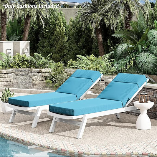 Chaise Lounge Cushion for Outdoor Furniture, Waterproof Fade and Tear Resistant Lounge Deck Chair Cushions for Patio Lawn Pool Resort Hotel