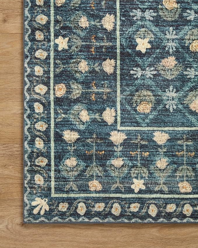 Loloi Rifle Paper Co. Eden Collection EDE-03 Lattice Indigo 2'-6" x 9'-6" Runner Rug feat. CloudPile™