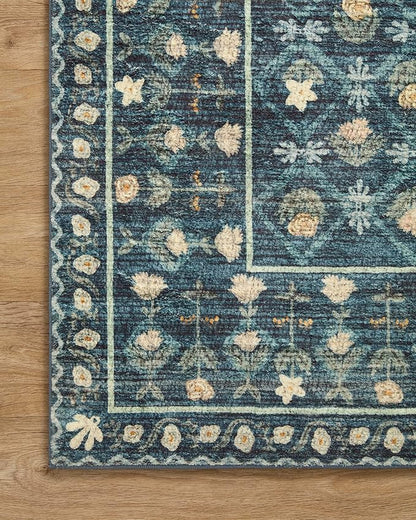 Loloi Rifle Paper Co. Eden Collection EDE-03 Lattice Indigo 2'-0" x 5'-0" Accent Rug feat. CloudPile™