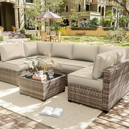 14 Pcs Outdoor Cushion Slipcovers Outdoor Patio Cushion Covers Replacement Waterproof with Zipper for Outdoor Furniture, Patio Sofa Couch 3 Sizes, Covers Only