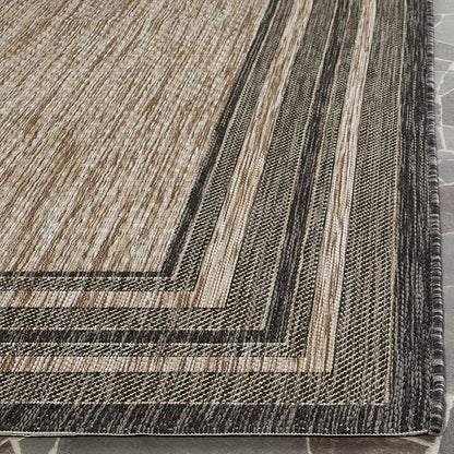SAFAVIEH Courtyard Collection 9' x 12' Natural / Black CY8475 Indoor/ Outdoor Waterproof Easy-Cleaning Patio Backyard Mudroom Area-Rug