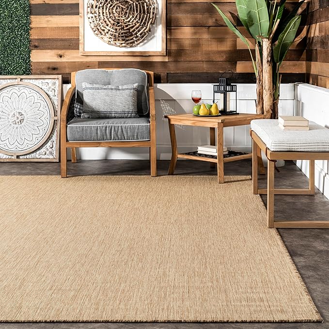 nuLOOM Outdoor Performance Collection Nakia Brown/Ivory, 2' x 6', Soft, High Traffic, Stain Resistant, Easy Clean, Durable Runner for Indoor/Outdoor Patio, Deck, Porch, Garden, Courtyard