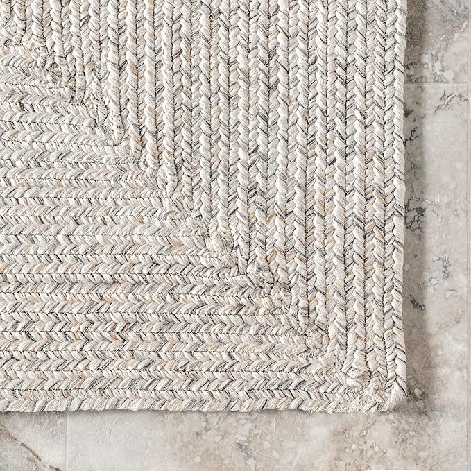 nuLOOM 10' x 14' Solid Hand Braided Indoor/Outdoor Area Rug, Pet-Friendly, High Traffic, Weather Resistant, for Patio, Balcony, Bedroom, Living, Dining Room, Wynn Ivory