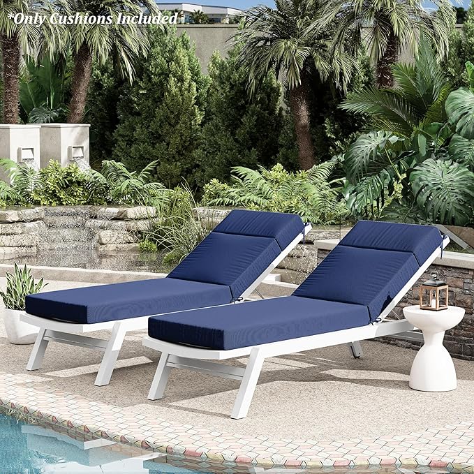 Chaise Lounge Cushion for Outdoor Furniture, Waterproof Fade and Tear Resistant Lounge Deck Chair Cushions for Patio Lawn Pool Resort Hotel