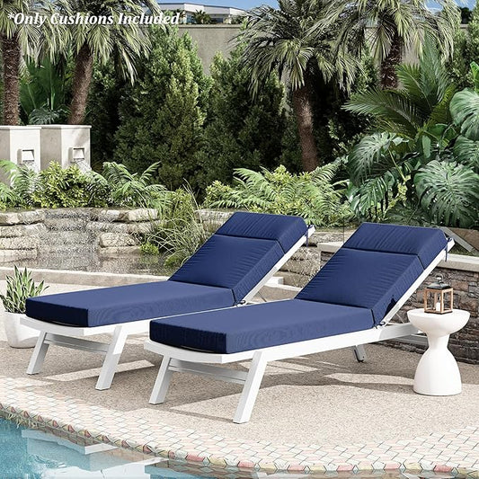 Chaise Lounge Cushion for Outdoor Furniture, Waterproof Fade and Tear Resistant Lounge Deck Chair Cushions for Patio Lawn Pool Resort Hotel