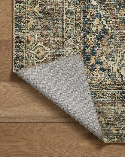 Loloi Magnolia Home by Joanna Gaines Banks Collection BAN-05 Spice/Blue 2'-6" x 7'-6", .13" Pile Height, Machine Washable, Runner Rug