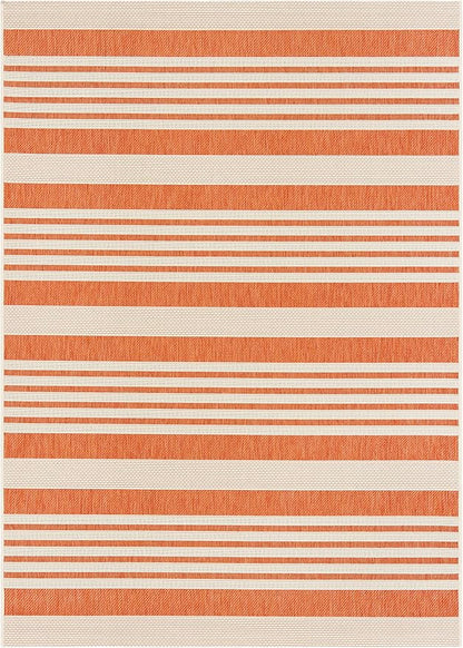 SAFAVIEH Washable Rug Outdoor Courtyard Collection - 4' x 5'7", Terracotta & Beige, Non-Shedding & Easy Cleaning, Ideal for Patio, Backyard, Mudroom (CY6062-241)