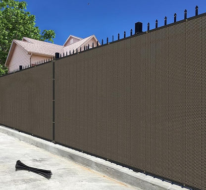 4' x 167' Privacy Fence Screen Brown Net Fencing 90% Privacy Blockage Windscreen Mesh Shade Cover with Copper Grommet for Patio Backyard Garden Deck Pool, Zip Ties Included