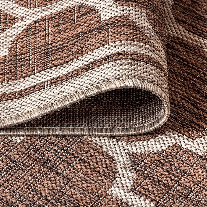 JONATHAN Y Moroccan Trellis Indoor Outdoor Runner Rug 2X10 Espresso/Taupe, Trebol Textured Weave for Backyard, Patio, Porch, Easy-Cleaning, High Traffic, Pet-Friendly, Non-Shedding (SMB109B-210)