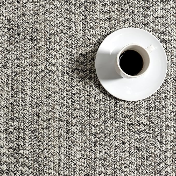 nuLOOM 2' x 10' Solid Hand Braided Indoor/Outdoor Area Rug, Pet-Friendly, High Traffic, Weather Resistant, for Patio, Balcony, Bedroom, Living, Dining Room, Wynn Salt and Pepper