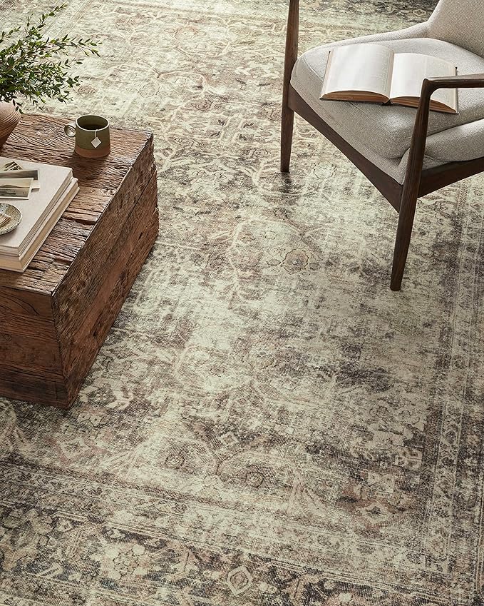 Loloi Magnolia Home by Joanna Gaines Sinclair Collection SIN-01 Pebble/Taupe 7'-6" x 9'-6", .25" Pile Height, Machine Washable, Area Rug