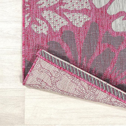 JONATHAN Y Floral Textured Weave Indoor Outdoor Runner Rug 2X8 Fuchsia/Light Gray, Zinnia Modern for Backyard, Patio, Porch, Easy-Cleaning, High Traffic, Pet-Friendly, Non-Shedding (SMB110F-28)