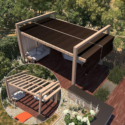 Amgo Custom Made 3' x 186' Brown Balcony Privacy Screen, Apartment Porch Railing Patio Fence Windscreen Fabric Cloth, Heavy Duty, Commercial and Residential, 90% Blockage (We Customize)