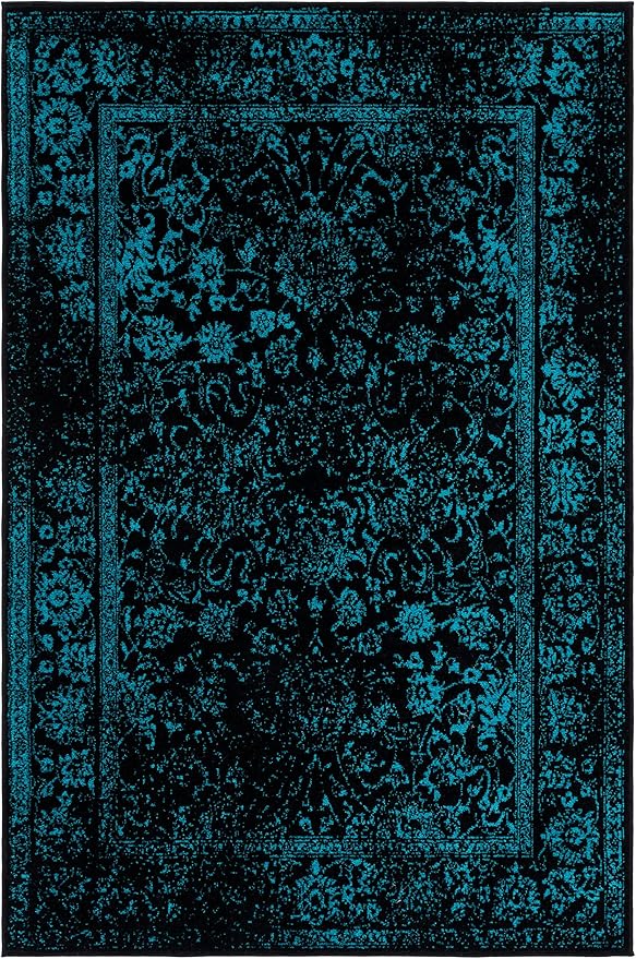 SAFAVIEH Adirondack Collection Accent Rug - 4' x 6', Black & Teal, Oriental Medallion Design, Non-Shedding & Easy Care, Ideal for High Traffic Areas in Entryway, Living Room, Bedroom (ADR108K)