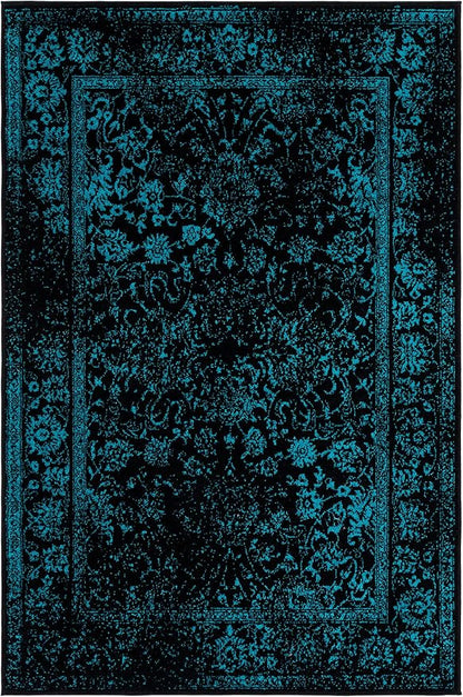 SAFAVIEH Adirondack Collection Accent Rug - 4' x 6', Black & Teal, Oriental Medallion Design, Non-Shedding & Easy Care, Ideal for High Traffic Areas in Entryway, Living Room, Bedroom (ADR108K)