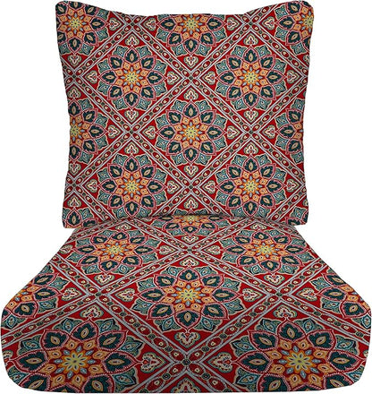 RSH DECOR: Deep Seating Cushion with Pillow Back | 23” x 26” Seat | All-Weather Spun Fabric | Water and Fade-Resistant | Outdoor Chair Cushion Set for Patio Furniture | Medlo Sonoma