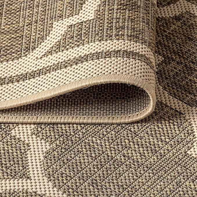JONATHAN Y Moroccan Trellis Indoor Outdoor Runner Rug 2X14 Brown/Beige, Trebol Textured Weave for Backyard, Patio, Porch, Easy-Cleaning, High Traffic, Pet-Friendly, Non-Shedding (SMB109A-214)