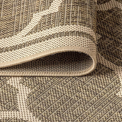 JONATHAN Y Moroccan Trellis Indoor Outdoor Runner Rug 2X14 Brown/Beige, Trebol Textured Weave for Backyard, Patio, Porch, Easy-Cleaning, High Traffic, Pet-Friendly, Non-Shedding (SMB109A-214)