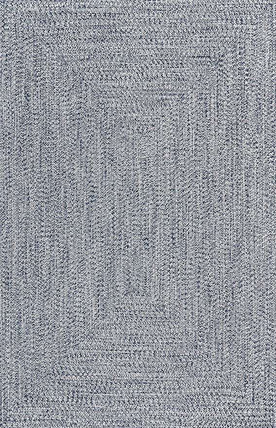 nuLOOM 6' x 9' Solid Hand Braided Indoor/Outdoor Area Rug, Pet-Friendly, High Traffic, Weather Resistant, for Patio, Balcony, Bedroom, Living, Dining Room, Wynn Navy
