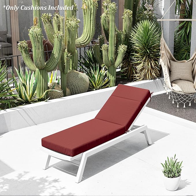 Chaise Lounge Cushion for Outdoor Furniture, Waterproof Fade and Tear Resistant Lounge Deck Chair Cushions for Patio Lawn Pool Resort Hotel