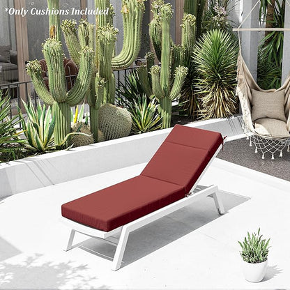 Chaise Lounge Cushion for Outdoor Furniture, Waterproof Fade and Tear Resistant Lounge Deck Chair Cushions for Patio Lawn Pool Resort Hotel