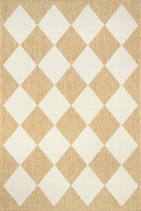 nuLOOM 5' x 8' Outdoor Performance Area Rug, Stain Resistant, Weather Resistant, High Traffic, Patio, Balcony, Outside, Sabina Tan