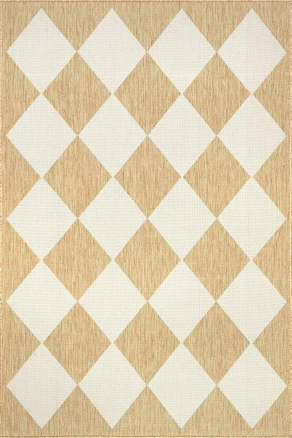 nuLOOM 5' x 8' Outdoor Performance Area Rug, Stain Resistant, Weather Resistant, High Traffic, Patio, Balcony, Outside, Sabina Tan