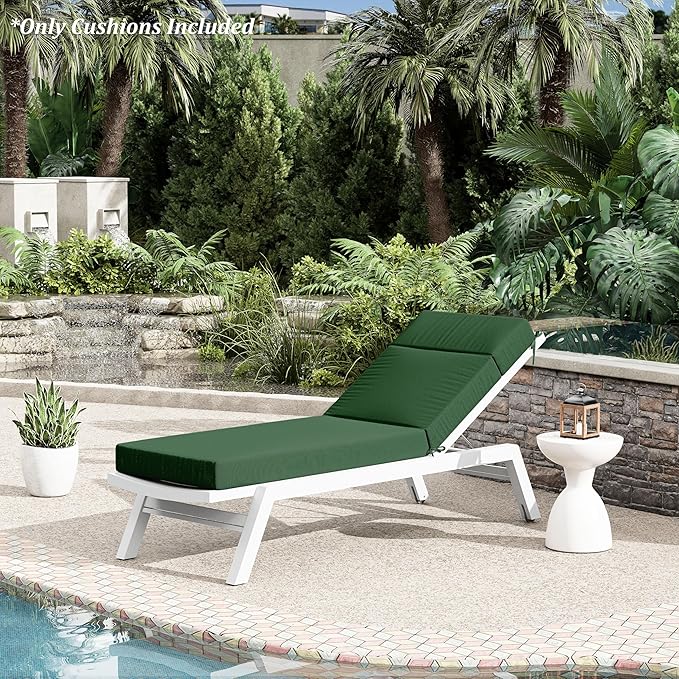 Chaise Lounge Cushion for Outdoor Furniture, Waterproof Fade and Tear Resistant Lounge Deck Chair Cushions for Patio Lawn Pool Resort Hotel