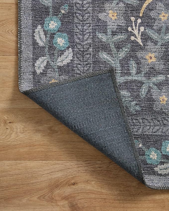 Loloi Rifle Paper Co. Maison Collection MAO-01 Nightingale Black 2'-6" x 12'-0", .19" Pile Height, Runner Rug