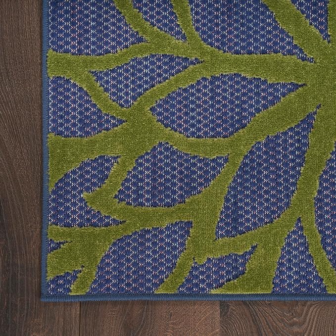 Nourison Home Aloha Indoor/Outdoor Modern Navy Multicolor 9' x 12' Area Rug, Easy Cleaning, Non Shedding, Bed Room, Living Room, Dining Room, Backyard, Deck, Patio (9x12)