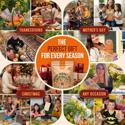 Organo Republic 10 Unique Carrot Seeds Variety Pack - 7,550+ Non-GMO Heirloom Carrot Seeds for Outdoor & Indoor Home Gardening, Including Carrot Imperator 58, Little Fingers, Scarlet Nantes, Parisian