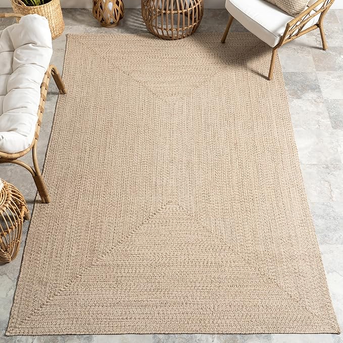 nuLOOM 2' x 16' Solid Hand Braided Indoor/Outdoor Area Rug, Pet-Friendly, High Traffic, Weather Resistant, for Patio, Balcony, Bedroom, Living, Dining Room, Wynn Tan
